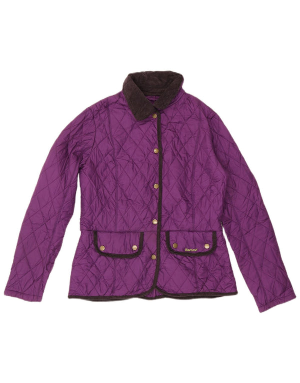 Barbour Womens Quilted Jacket UK 12 Medium  Purple Colourblock Polyester