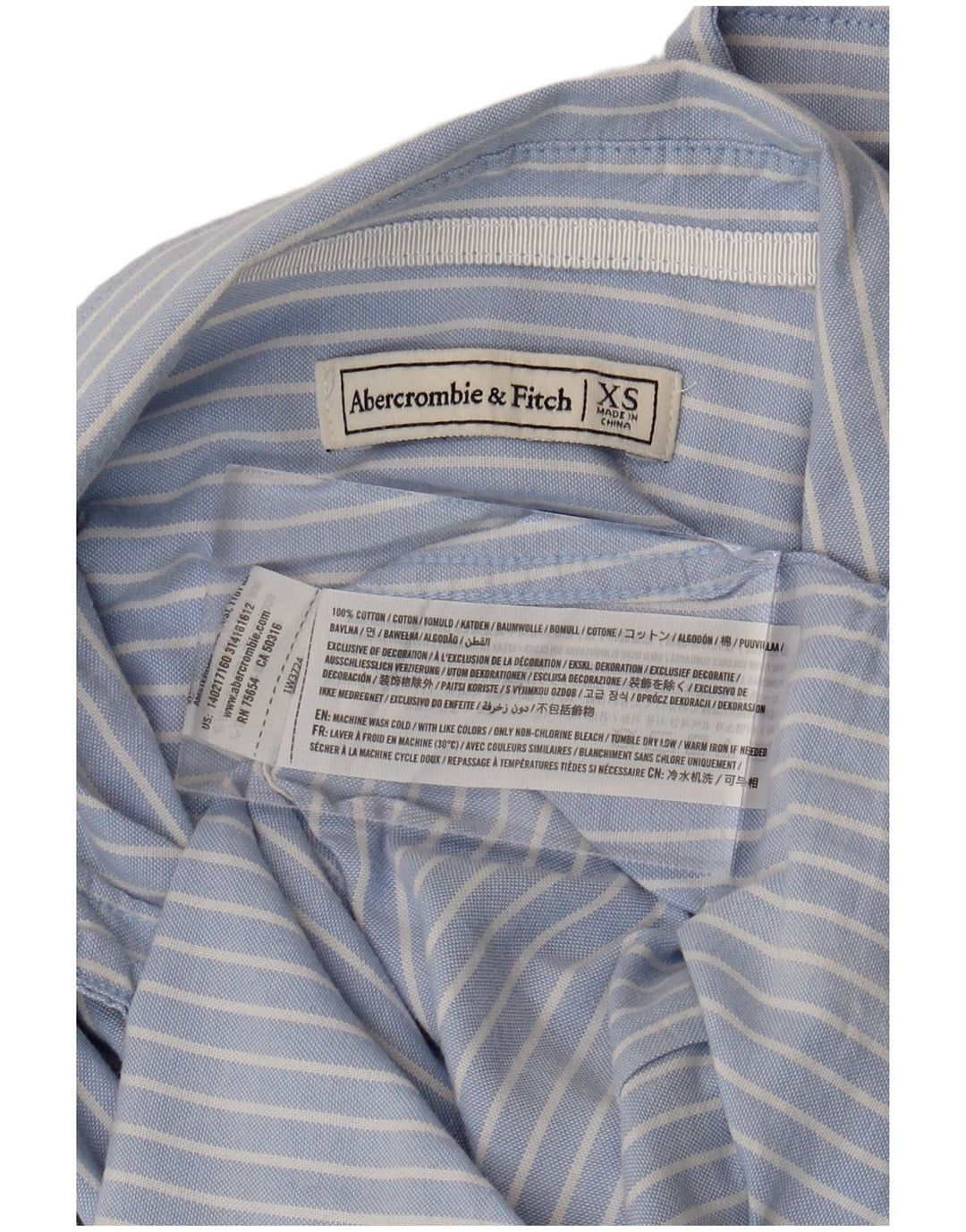 ABERCROMBIE & FITCH Womens Shirt UK 6 XS Blue Striped Cotton