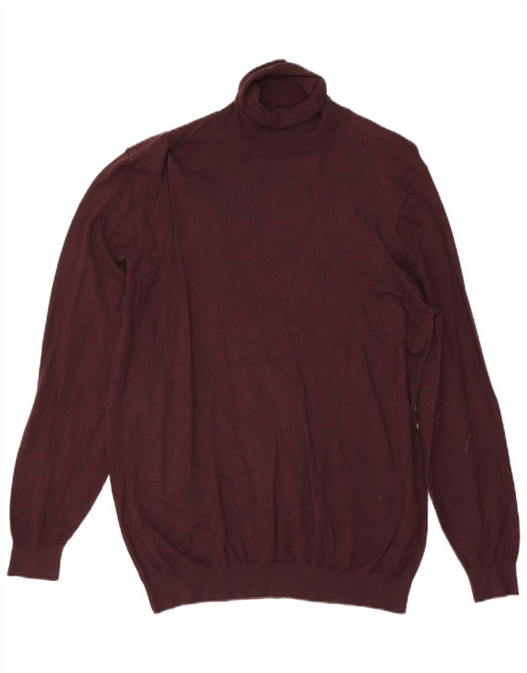 Zara Mens Roll Neck Jumper Sweater Medium Burgundy