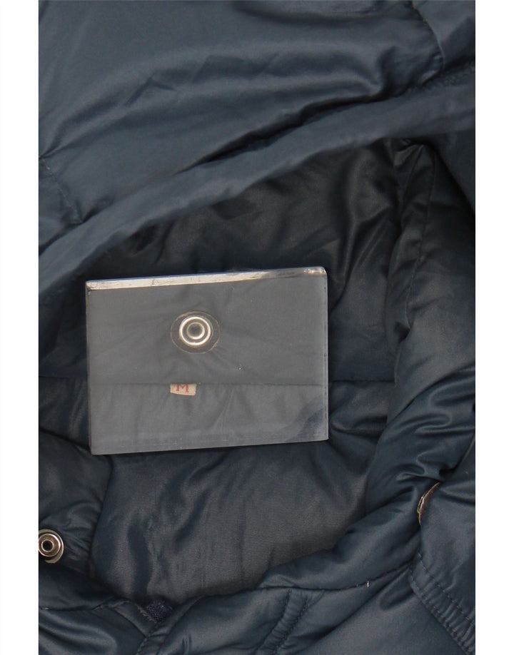 VINTAGE Mens Hooded Padded Jacket UK 38 Medium Navy Blue