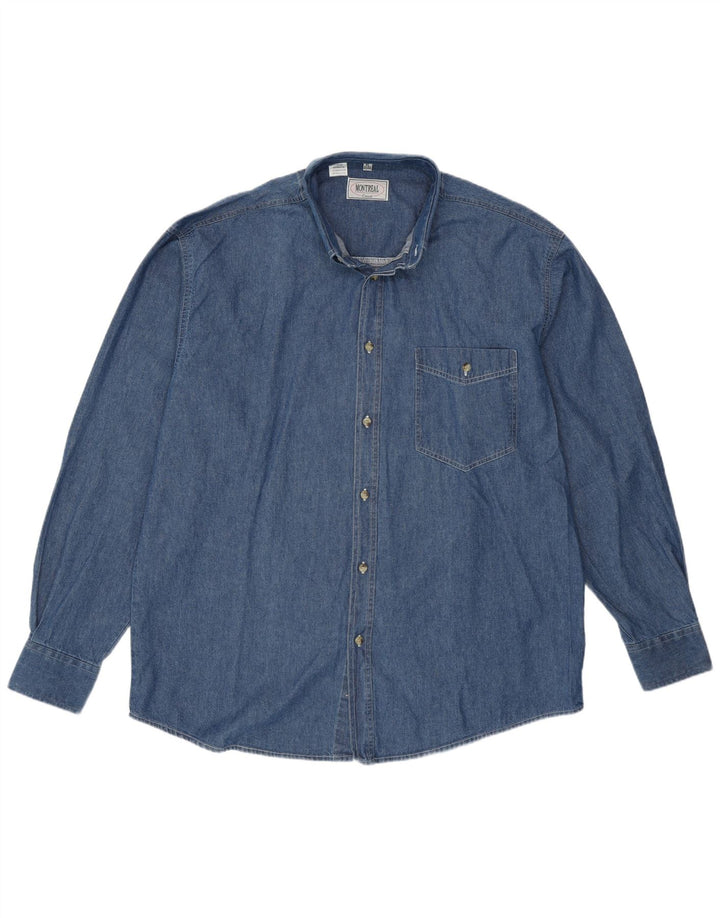 VINTAGE Mens Denim Shirt Size 43/44 XL Blue Cotton