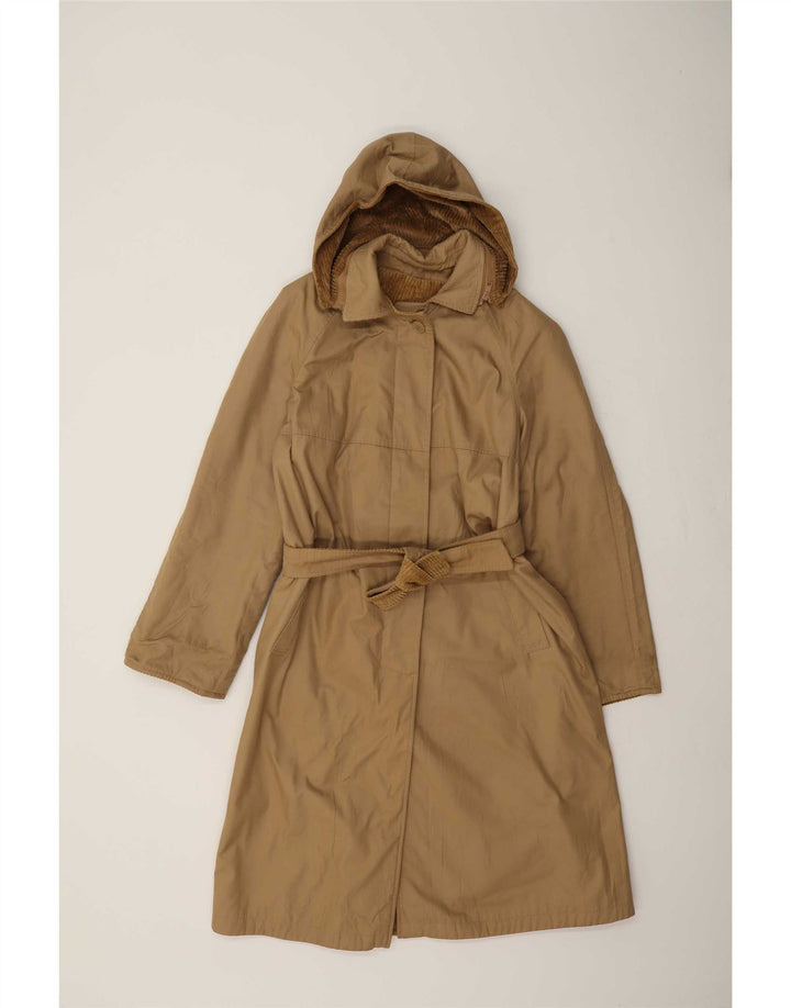 Vintage Womens Hooded Reversible Coat UK 14 Medium Beige