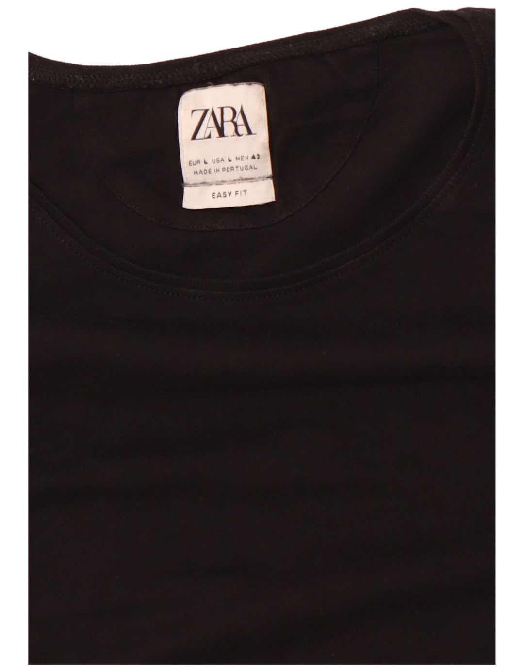 Zara Womens Easy Fit T-Shirt Top UK 14 Large Black