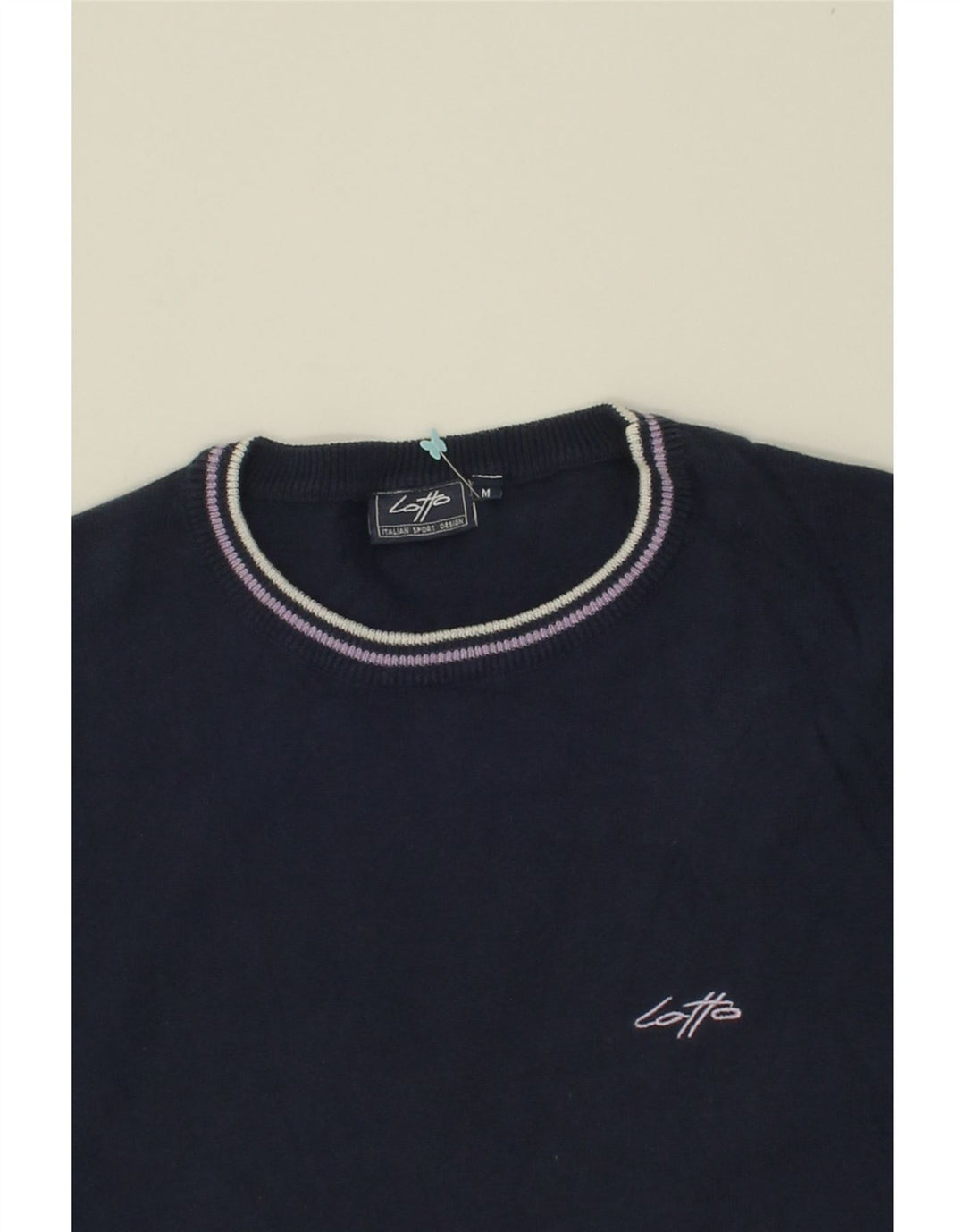 LOTTO Mens Crew Neck Jumper Sweater Medium Navy Blue Cotton Vintage Lotto and Second-Hand Lotto from Messina Hembry 