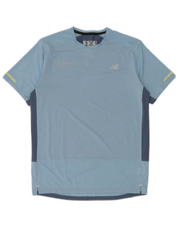New Balance Mens T-Shirt Top Medium Blue Colourblock Polyester