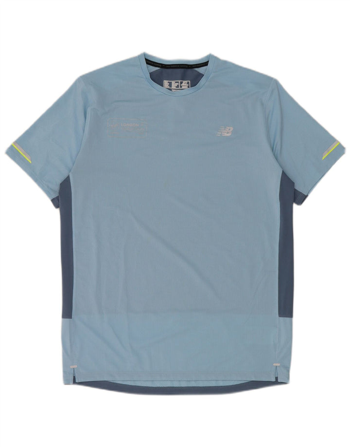 New Balance Mens T-Shirt Top Medium Blue Colourblock Polyester