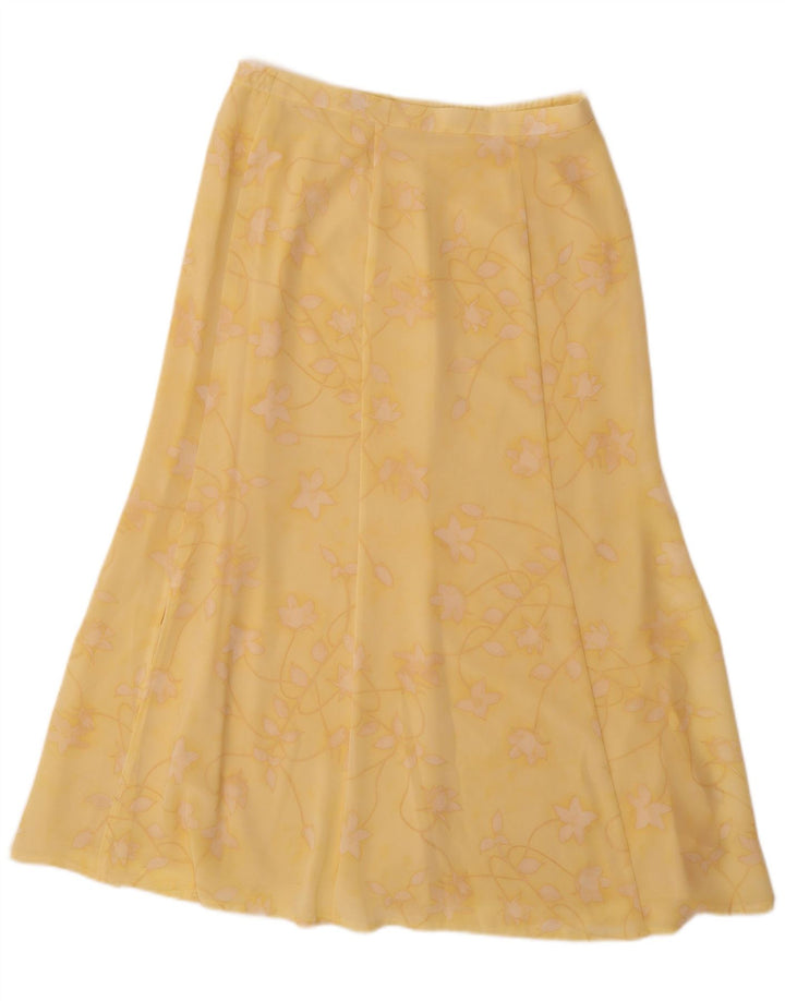 JACQUES VERT Womens A-Line Skirt UK 12 Medium W30  Yellow Floral Polyester