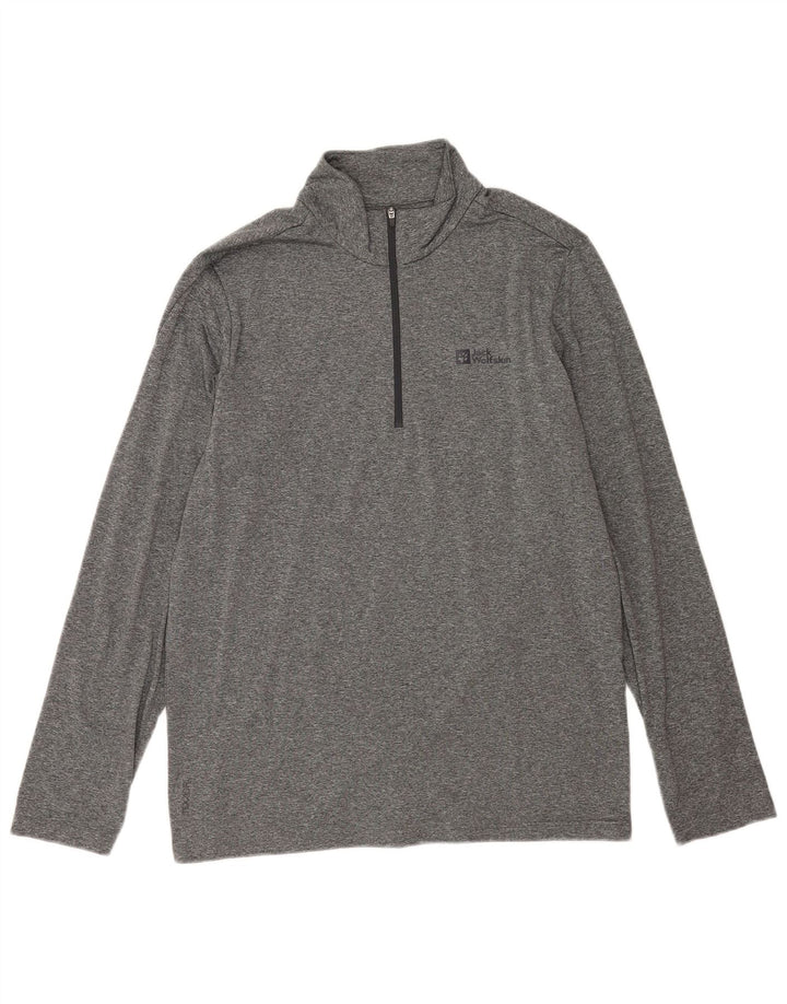 Jack Wolfskin Mens Zip Neck Pullover Tracksuit Top UK 42 Large Grey