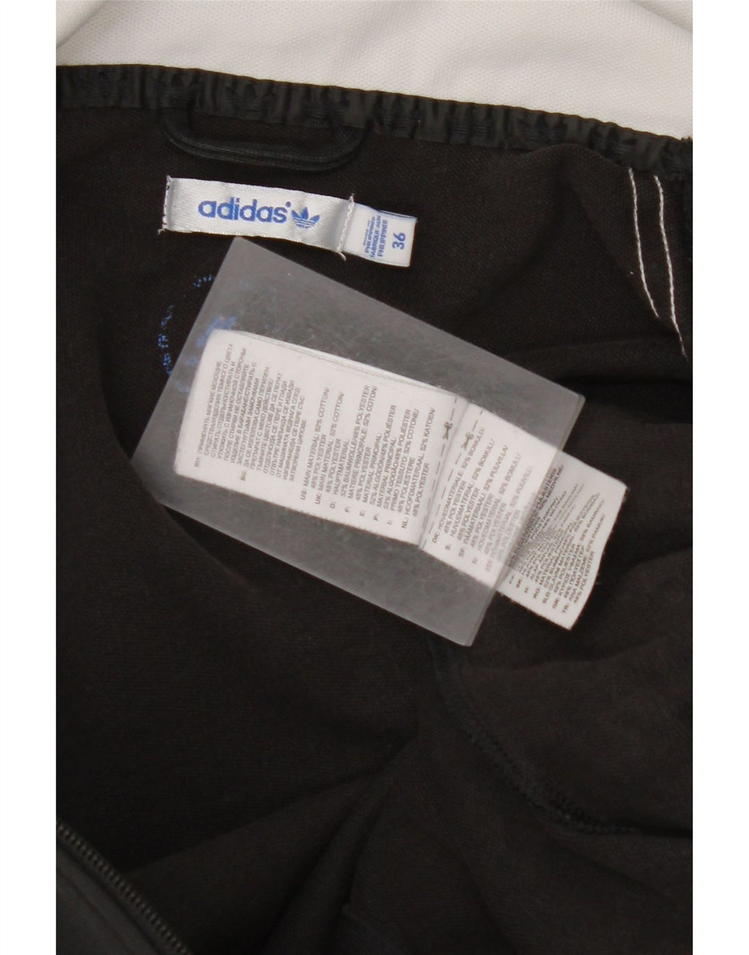 ADIDAS Womens Tracksuit Top Jacket EU 36 Small Black Colourblock Cotton