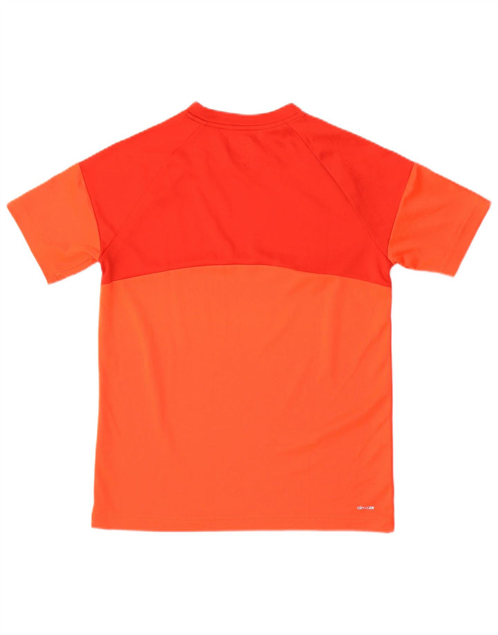 ADIDAS Boys Climalite T-Shirt Top 13-14 Years  Orange Colourblock