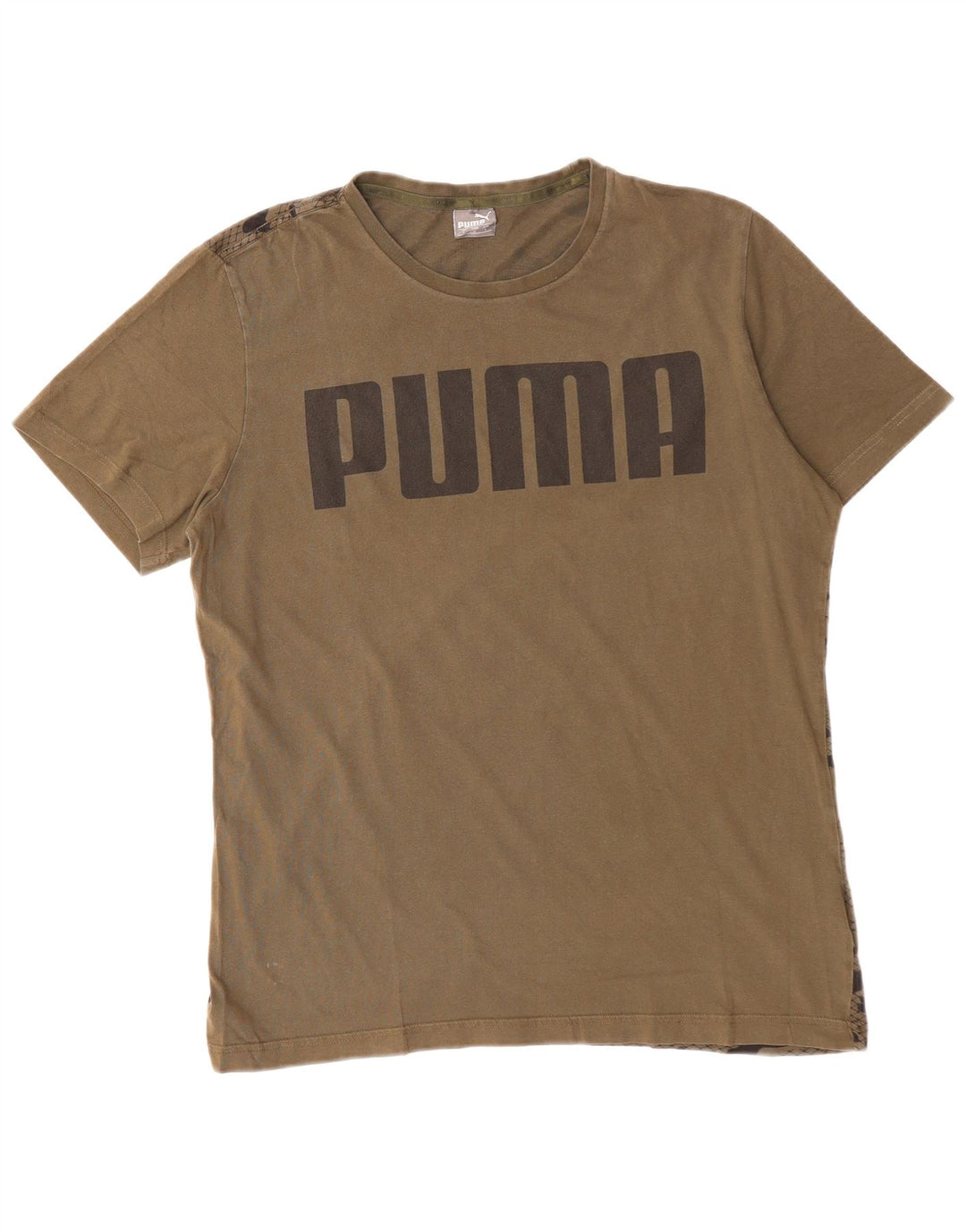 PUMA Mens Graphic T-Shirt Top Large Khaki Camouflage Cotton