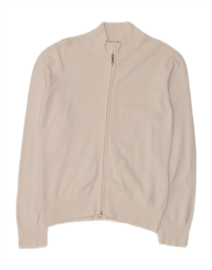 Sergio Tacchini Womens Cardigan Sweater IT 44 Medium White Cotton