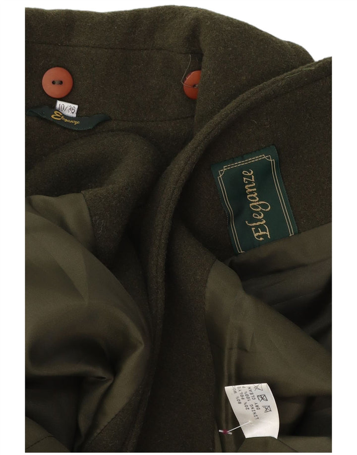 VINTAGE Womens Oversized Overcoat UK 10 Small  Green Wool