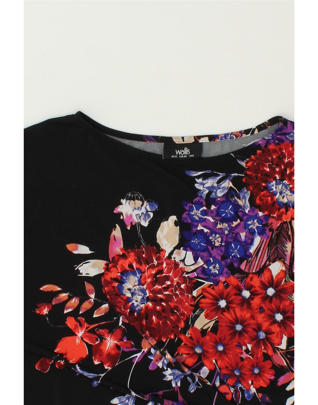 WALLIS Womens Sheath Dress UK 12 Medium  Black Floral Polyester Vintage Wallis and Second-Hand Wallis from Messina Hembry 