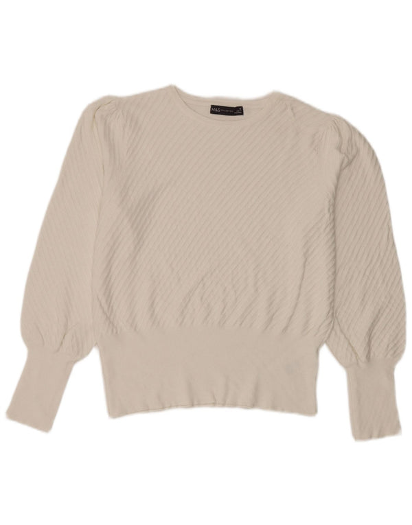 Marks & Spencer Womens Boat Neck Jumper Sweater UK 16 Large Off White