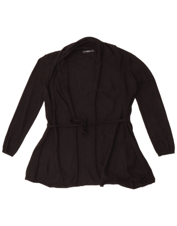 Zara Womens Open Cardigan Sweater UK 12 Medium Black Viscose