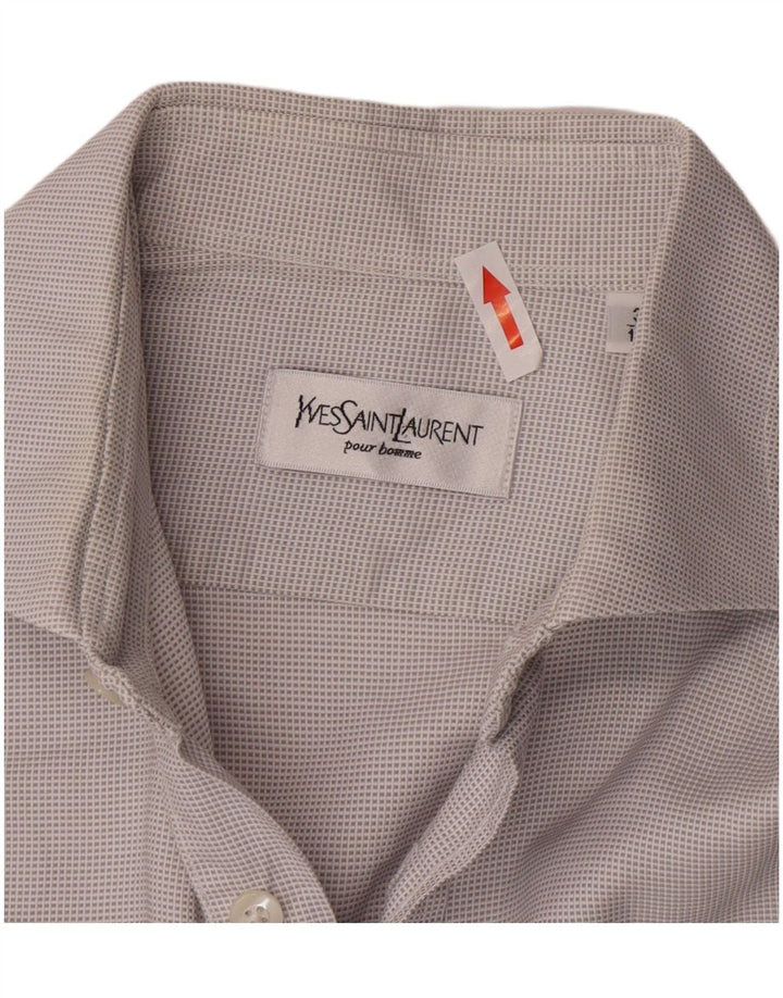 Yves Saint Laurent Mens Formal Shirt Size 39 15 1/2 Medium Grey Check