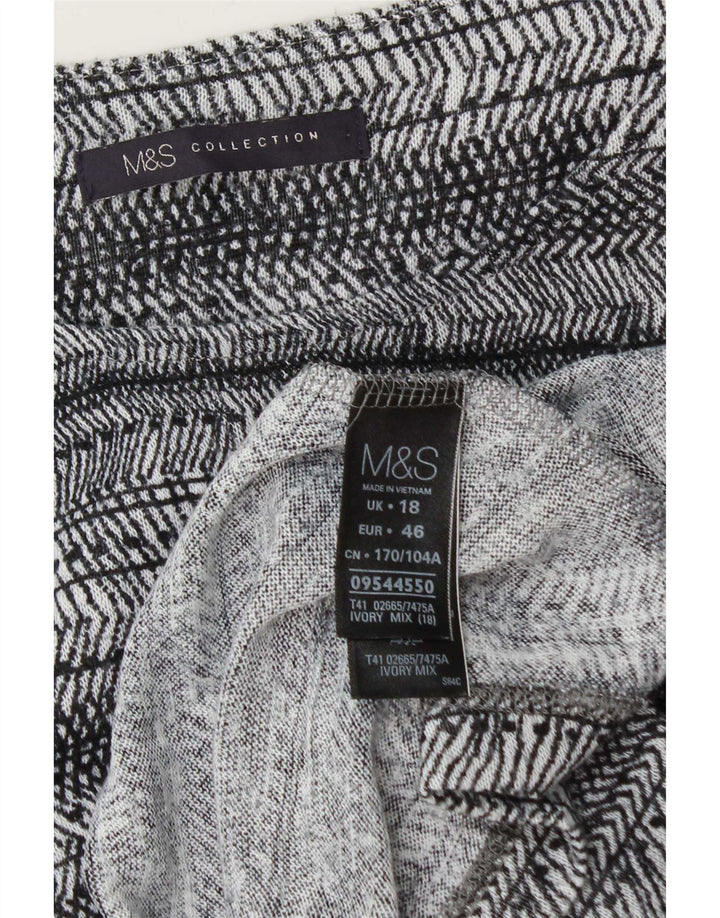 Marks & Spencer Womens Oversized Top 3/4 Sleeve UK 18 XL Grey Striped