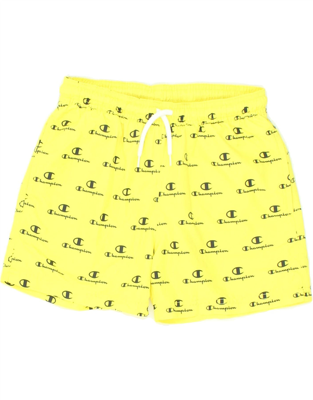 CHAMPION Boys Graphic Sport Shorts 9-10 Years Medium Yellow Polyester Vintage Champion and Second-Hand Champion from Messina Hembry 