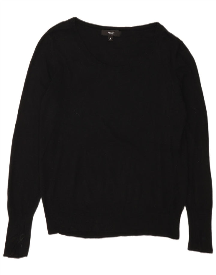 MOSSIMO Womens Boat Neck Jumper Sweater UK 14 Large Black Nylon