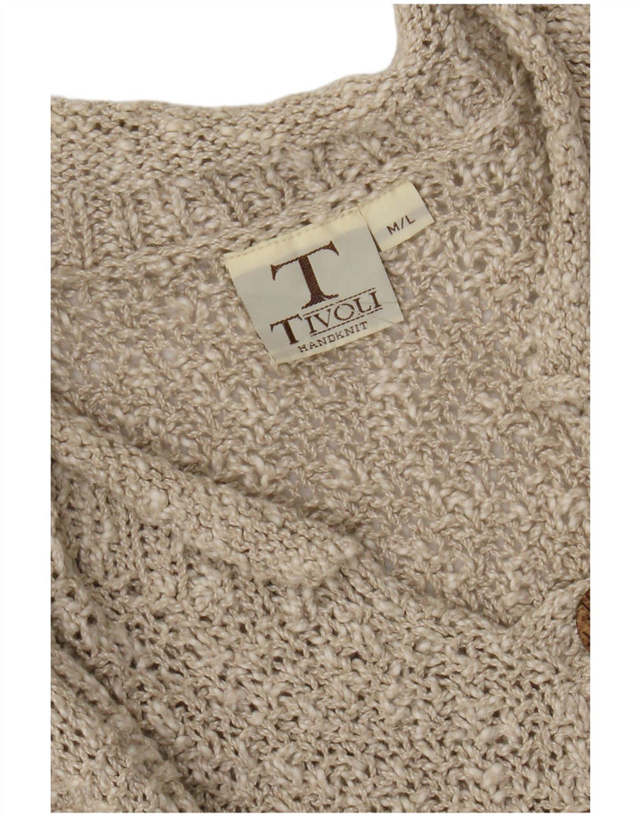 Tivoli Womens Oversized Cardigan Sweater UK 14 Medium Beige Linen