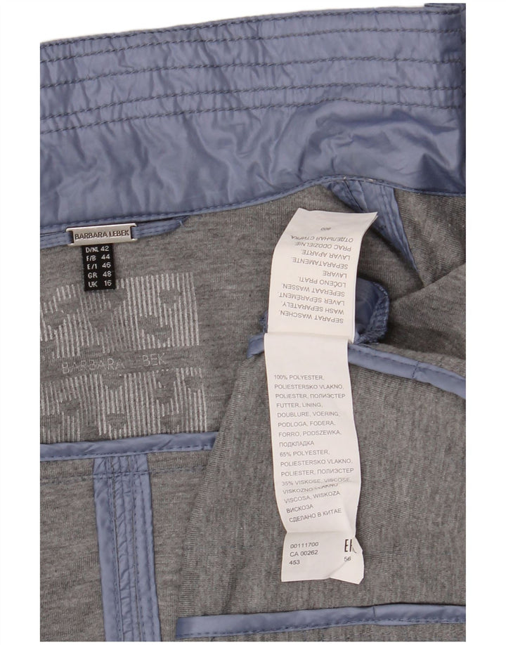 Barbara Lebek Womens Bomber Jacket UK 16 Large Blue Polyester