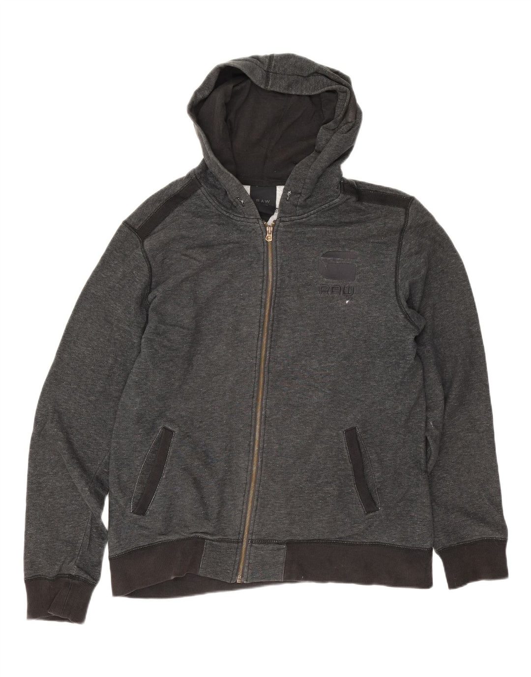 G-Star Mens Zip Hoodie Sweater Medium Grey Flecked Cotton