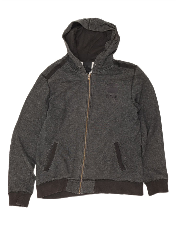 G-Star Mens Zip Hoodie Sweater Medium Grey Flecked Cotton