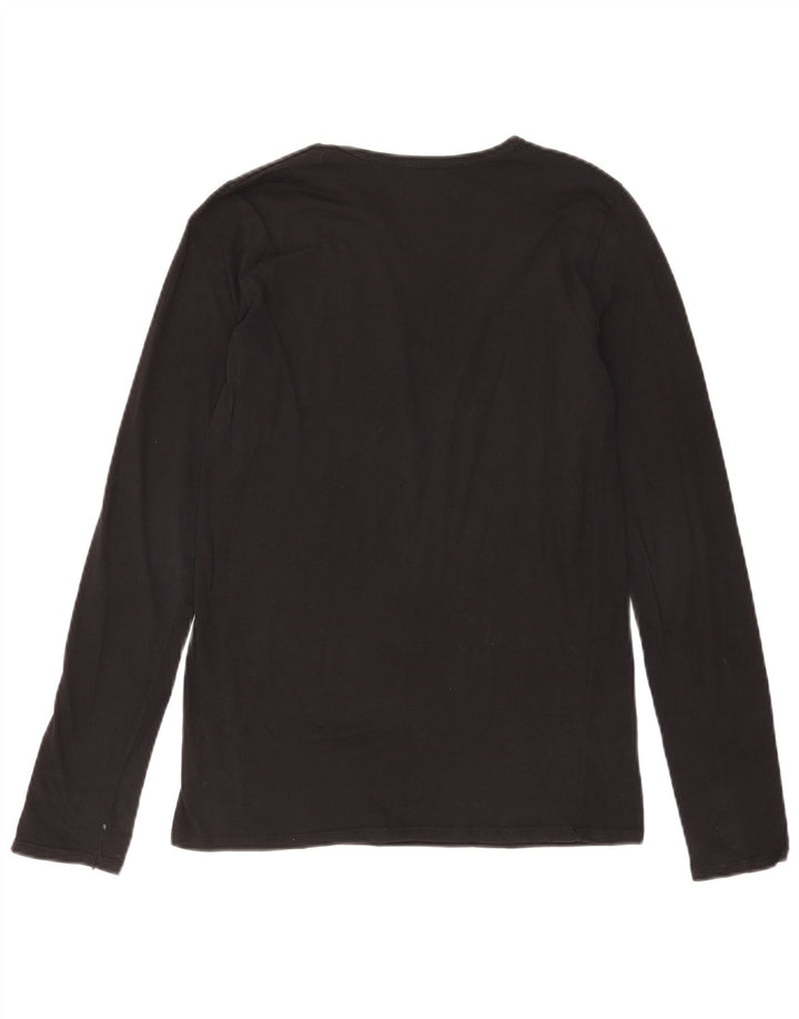 BENETTON Womens Graphic Top Long Sleeve UK 10 Small Black