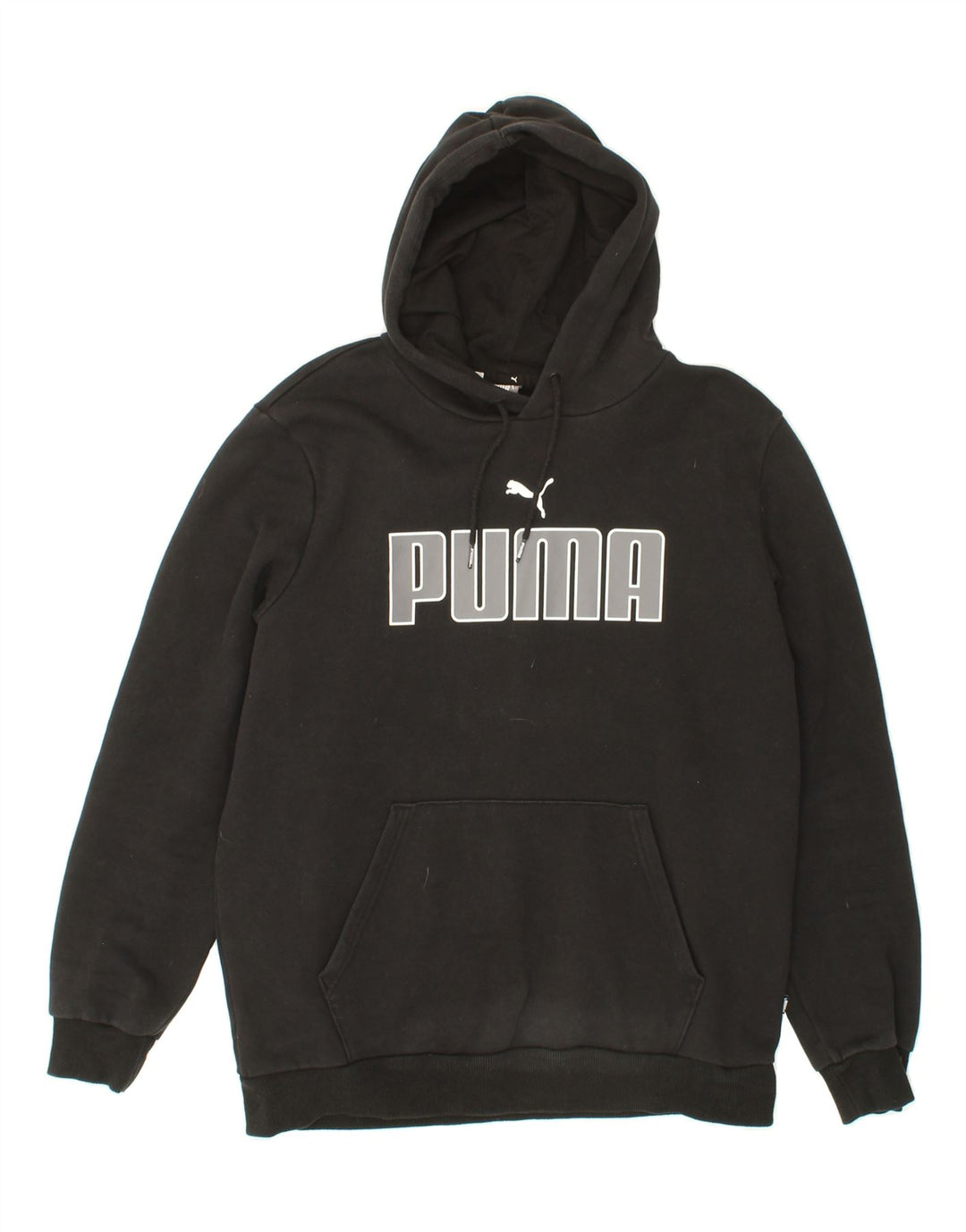 PUMA Mens Graphic Hoodie Jumper Medium Black Vintage Puma and Second-Hand Puma from Messina Hembry 