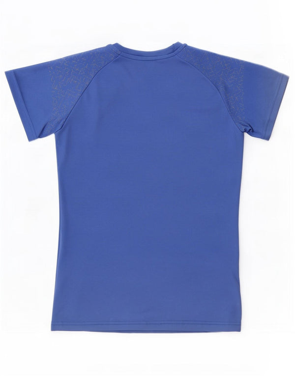 Asics Womens T-Shirt Top UK 10 Small Blue Geometric Polyester