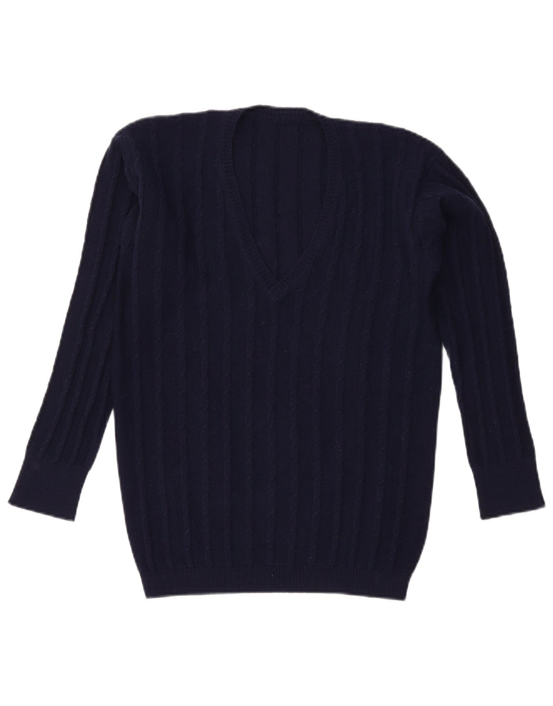 VINTAGE Womens V-Neck Jumper Sweater UK 16 Large Navy Blue