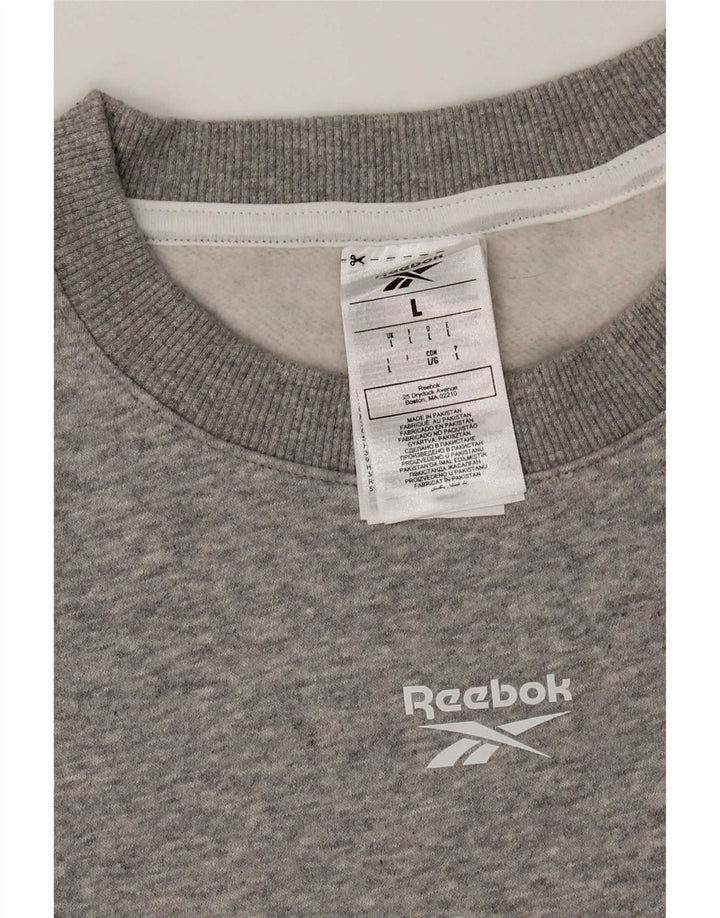Reebok Womens Sweatshirt Jumper UK 16 Large Grey Cotton