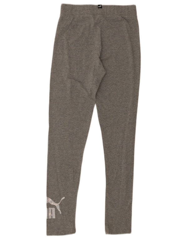 Puma Girls Graphic Leggings 15-16 Years Grey Cotton