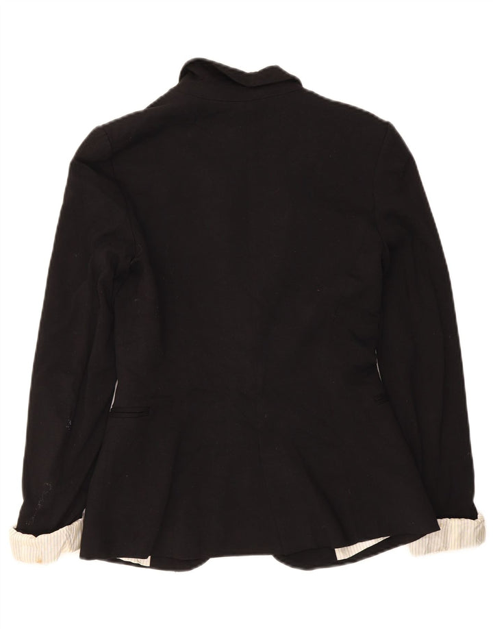 Zara Womens 1 Button Blazer Jacket UK 6 XS Black Viscose
