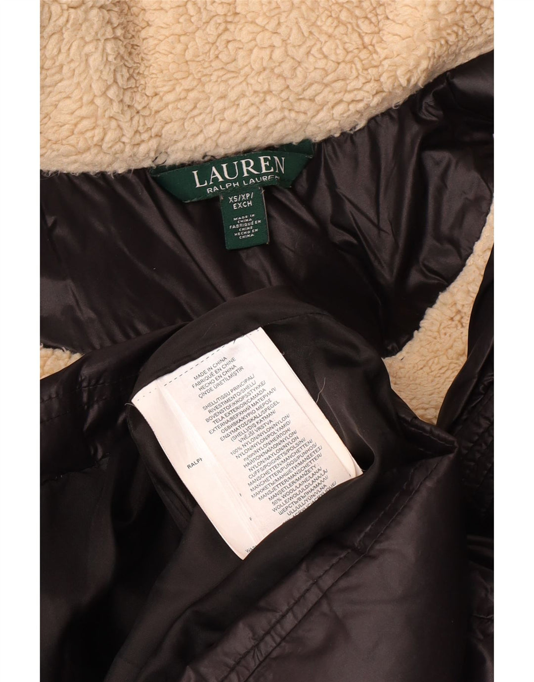 POLO RALPH LAUREN Womens Hooded Padded Coat UK 6 XS Black Nylon Winter