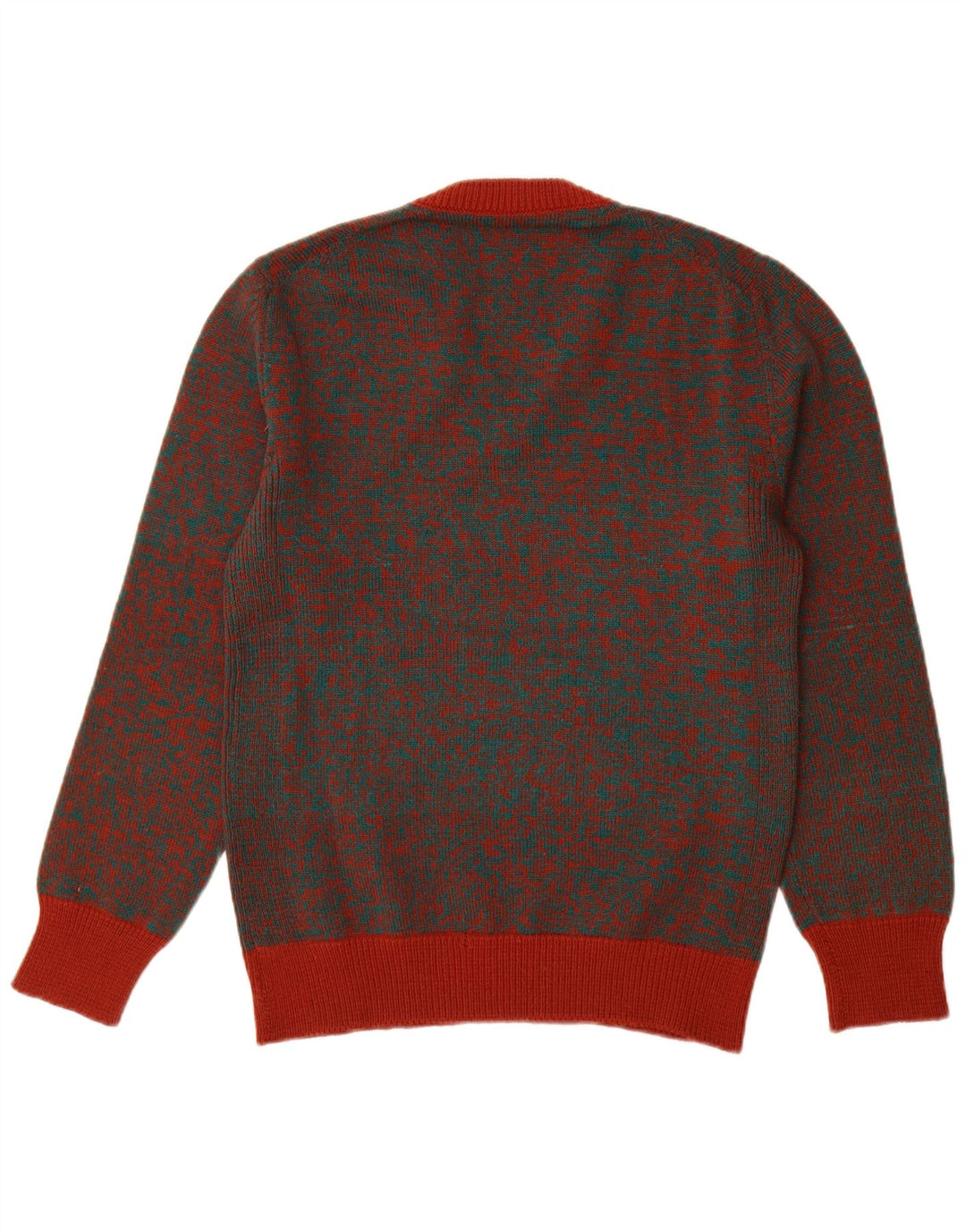 VINTAGE Mens V-Neck Jumper Sweater Medium Red Flecked