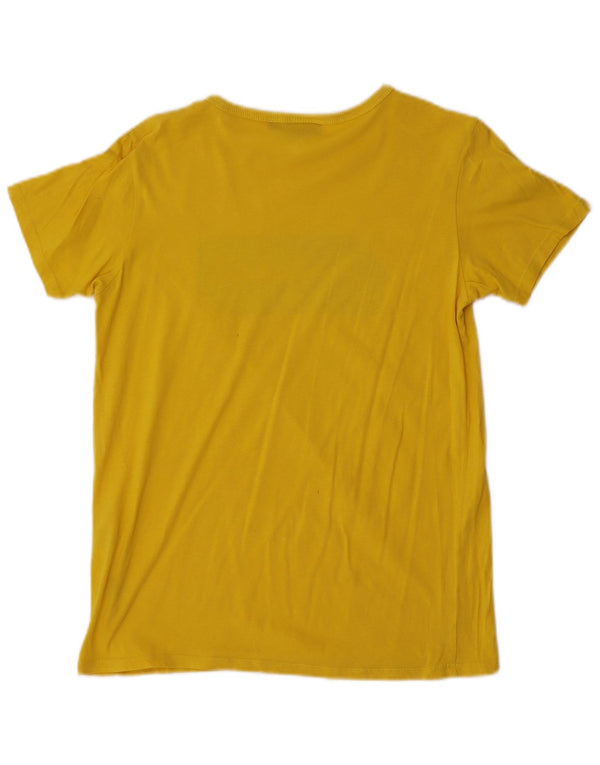 Napapijri Boys Geographic Graphic T-Shirt Top 13-14 Years Yellow Cotton