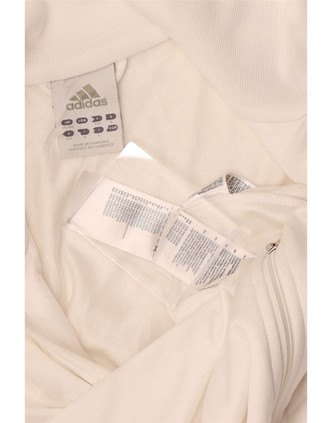 Adidas Mens Tracksuit Top Jacket UK 38/40 Medium White Polyester Sports