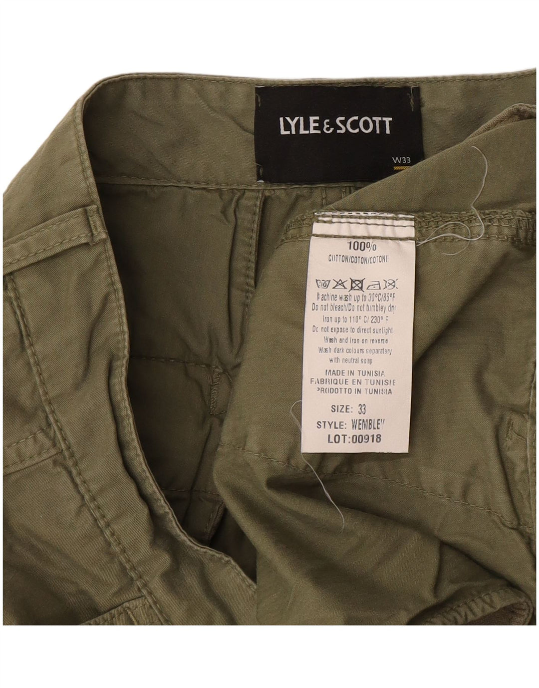 Lyle & Scott Mens Cargo Shorts W33 Medium Khaki Cotton