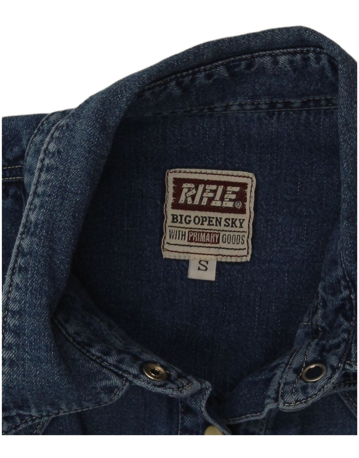 Rifle Womens Denim Shirt UK 10 Small Blue