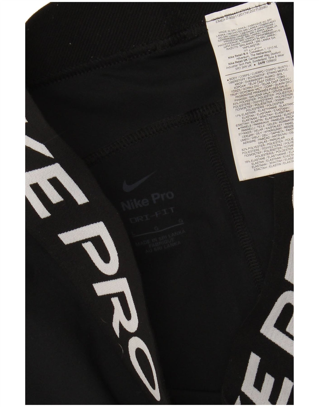 NIKE Womens Dri Fit Graphic Leggings UK 14 Large  Black Polyester