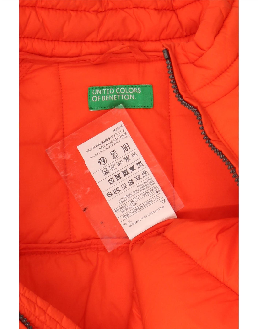 BENETTON Boys Padded Jacket 10-11 Years XL Orange Polyamide Vintage Benetton and Second-Hand Benetton from Messina Hembry 