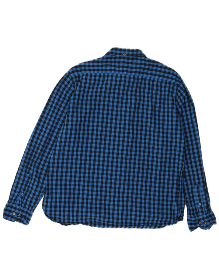French Connection Mens Shirt XL Blue Gingham Cotton