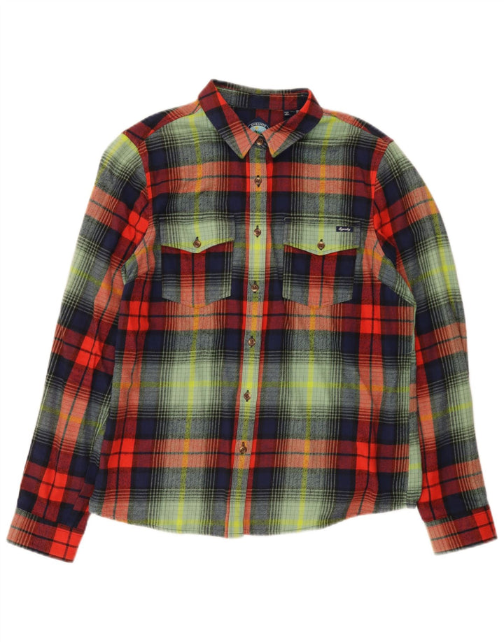 Superdry Womens Flannel Shirt UK 12 Medium Multicoloured Plaid Cotton