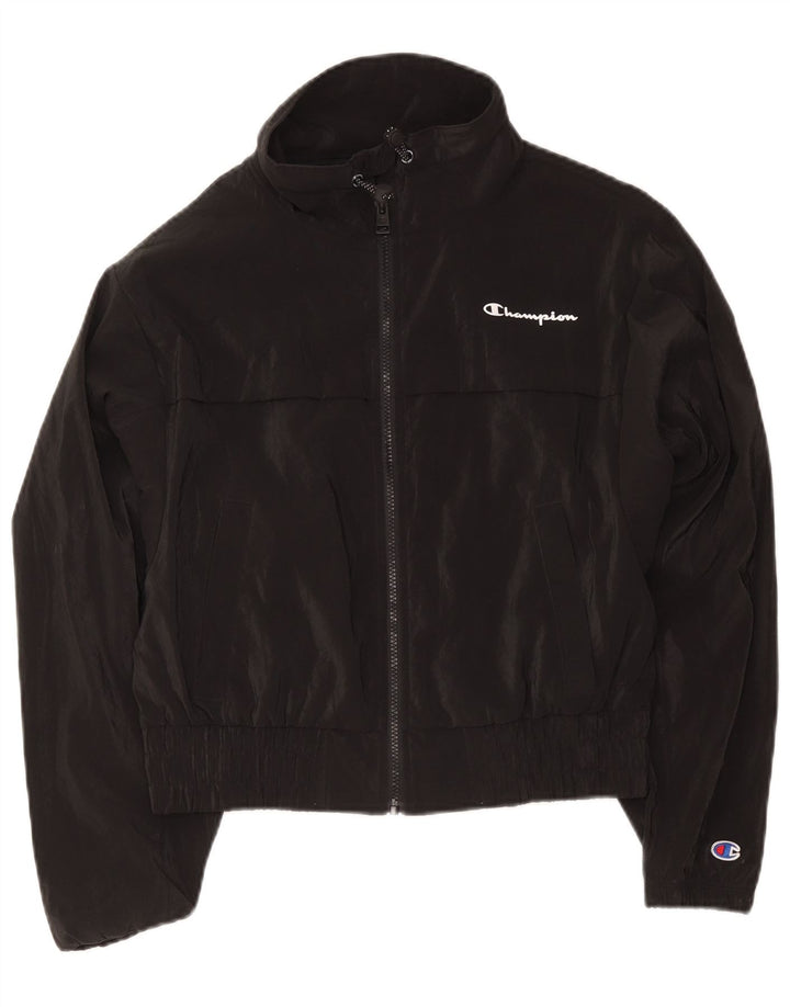 Champion Womens Tracksuit Top Jacket UK 14 Medium Black Polyester