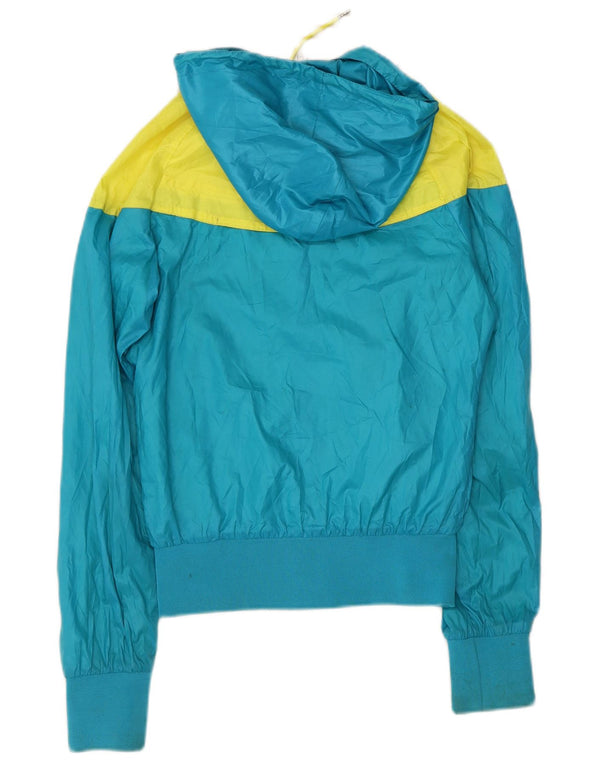 Nike Womens Hooded Tracksuit Top Jacket UK 6 XS Blue Colourblock