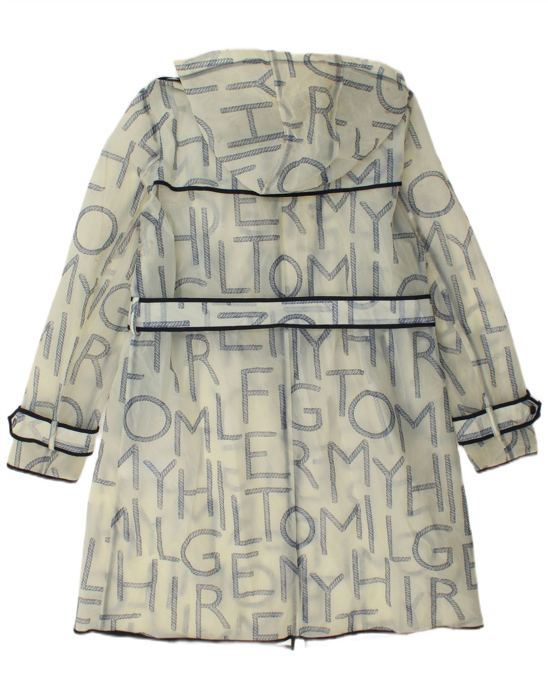 Tommy Hilfiger Womens Graphic Raincoat UK 10 Small Off White Polyurethane