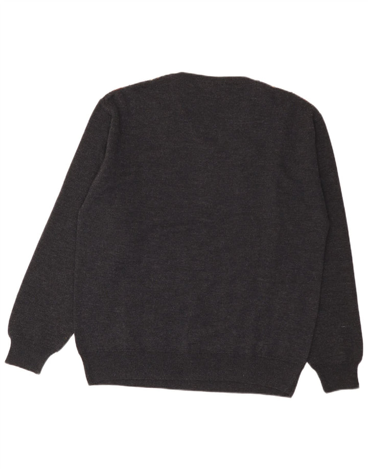 Danilo Mens V-Neck Jumper Sweater Large Grey Striped Polyacrylic
