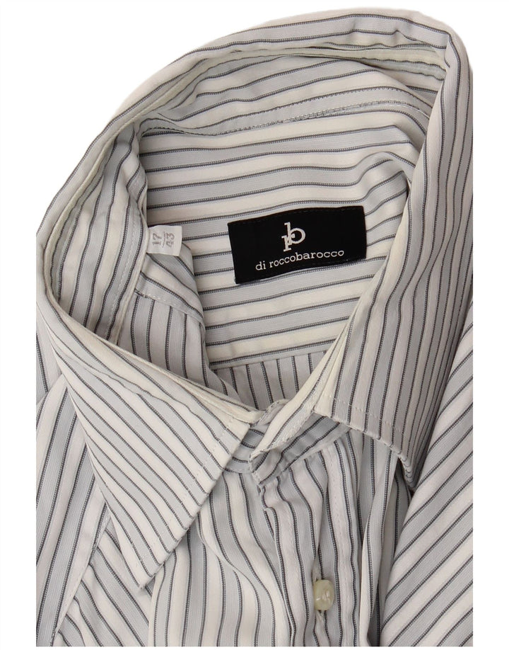 Roccobarocco Mens Shirt Size 43 17 XL Blue Striped